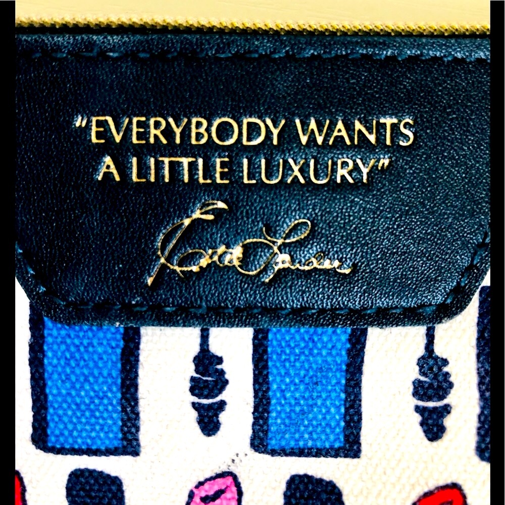 Estee Lauder Lipstick & mascara canvas zip cosmetic bag